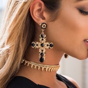 Goth Earring Dangles Crystal Gold Or Silver